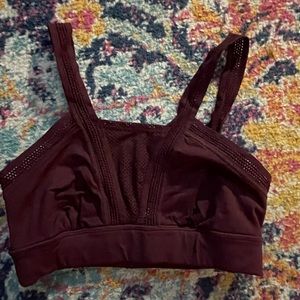 Aerie sports bra, maroon, mesh details